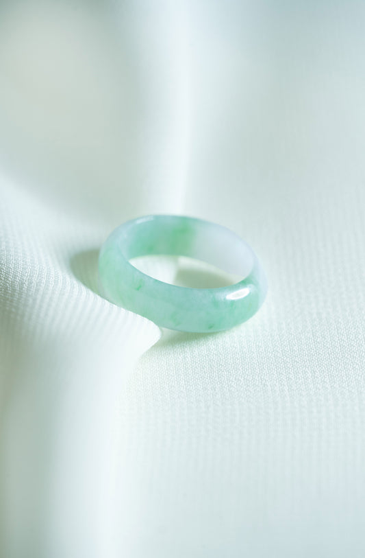 White Jadeite Ring with Light Green patches