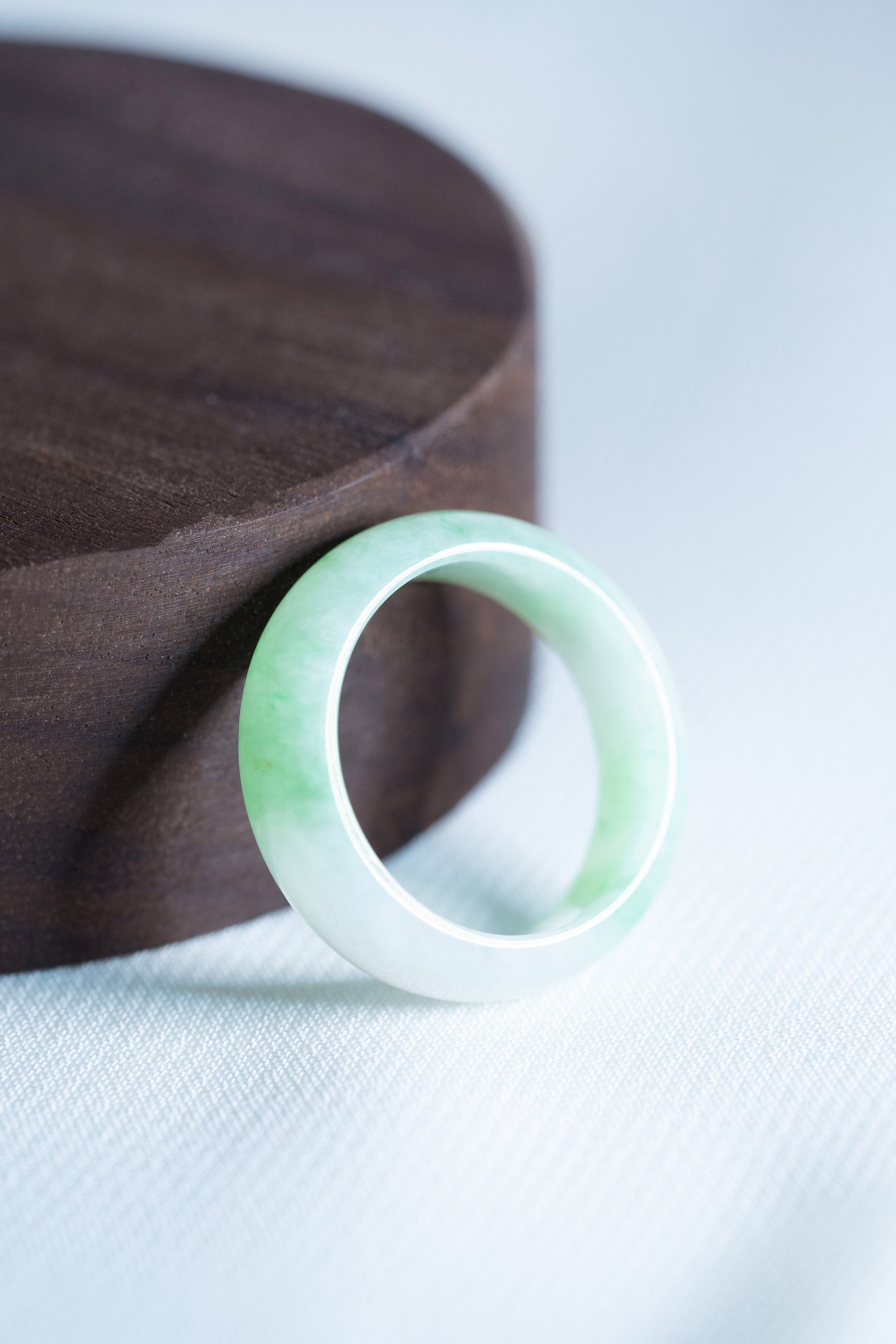 White Jadeite Ring with Light Green patches