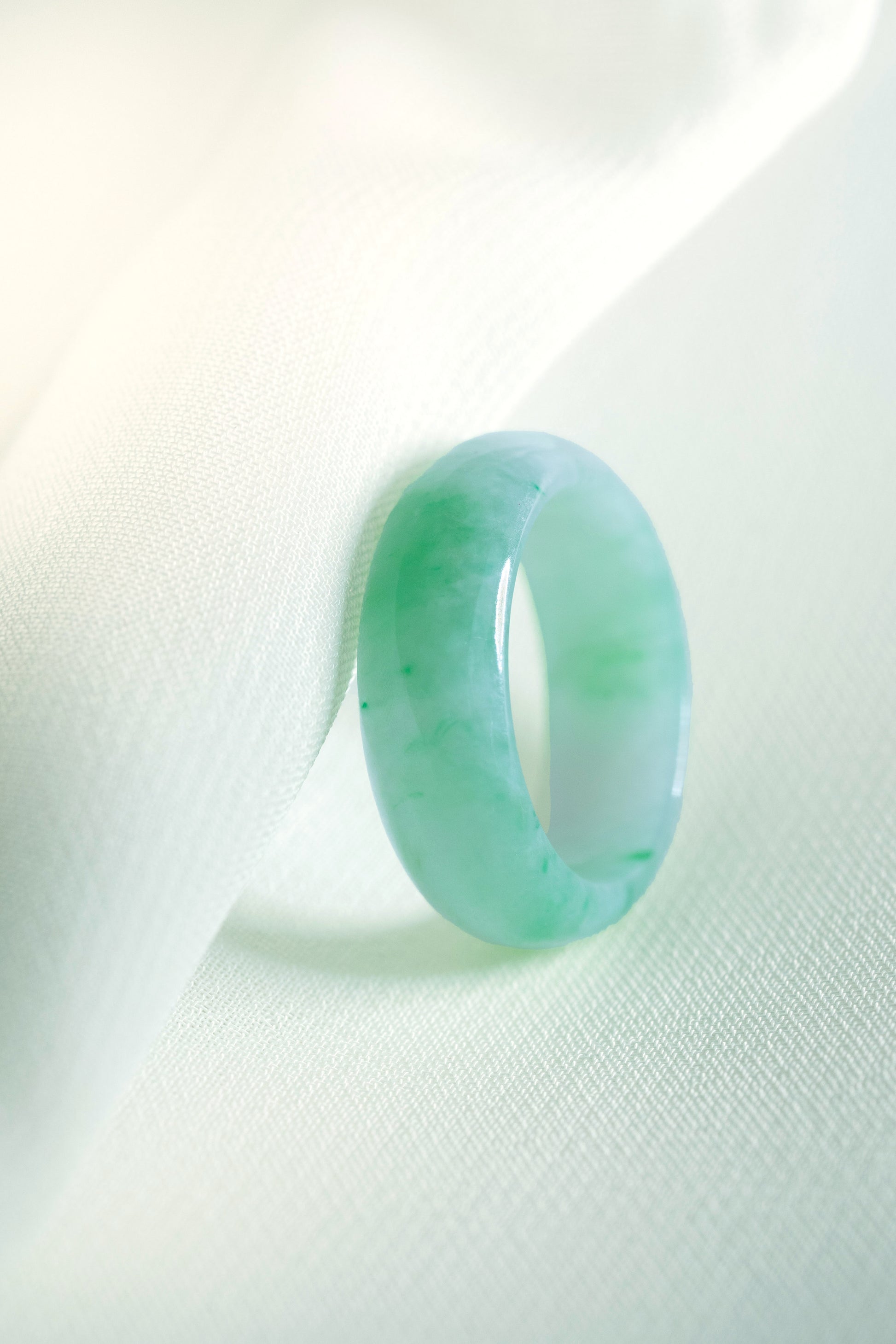 Pale Green Jadeite Ring with Light Green patches