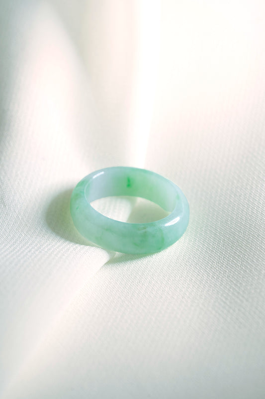 White Jadeite Ring with Light Green patches
