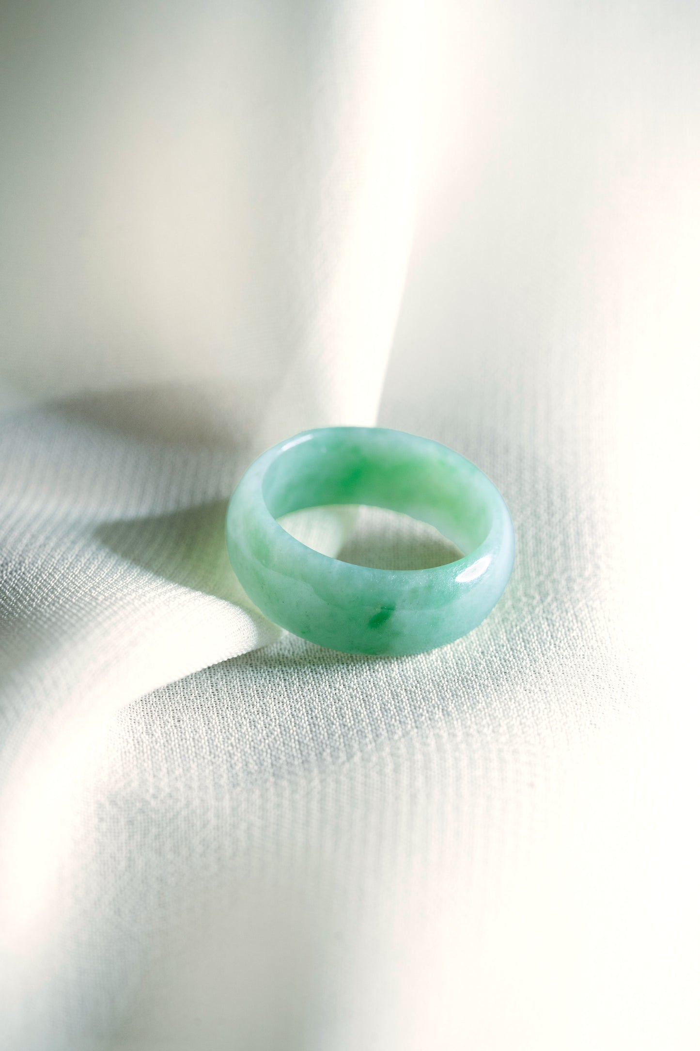 Pale Green Jadeite Ring with Bright Green patches
