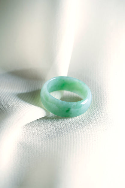 Pale Green Jadeite Ring with Bright Green patches