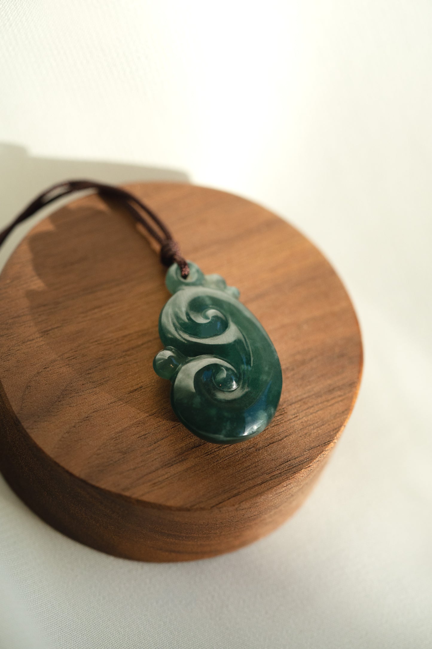 Carved Ruyi in Bluish Green Jadeite