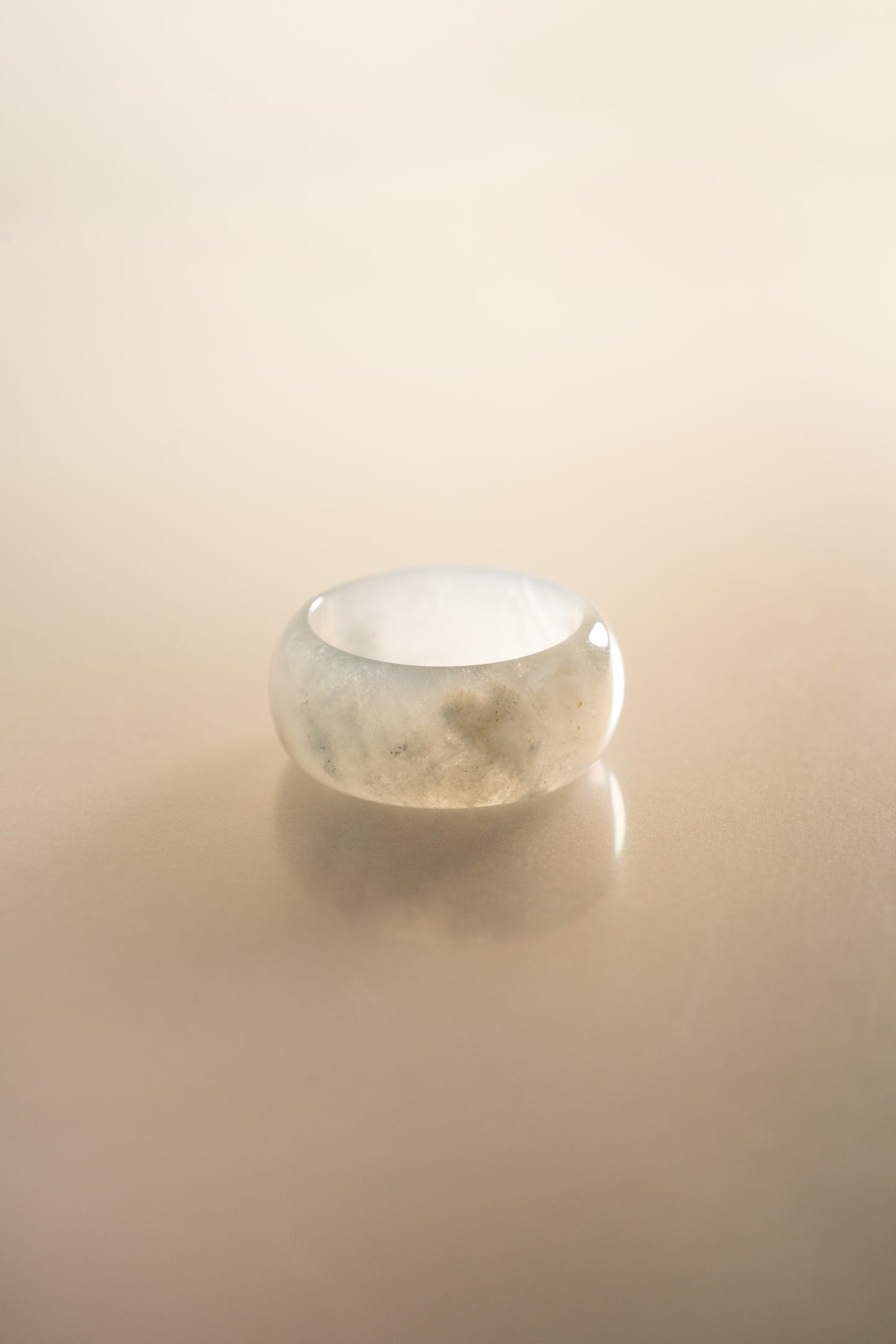 White Jadeite Ring with Intense Green patches