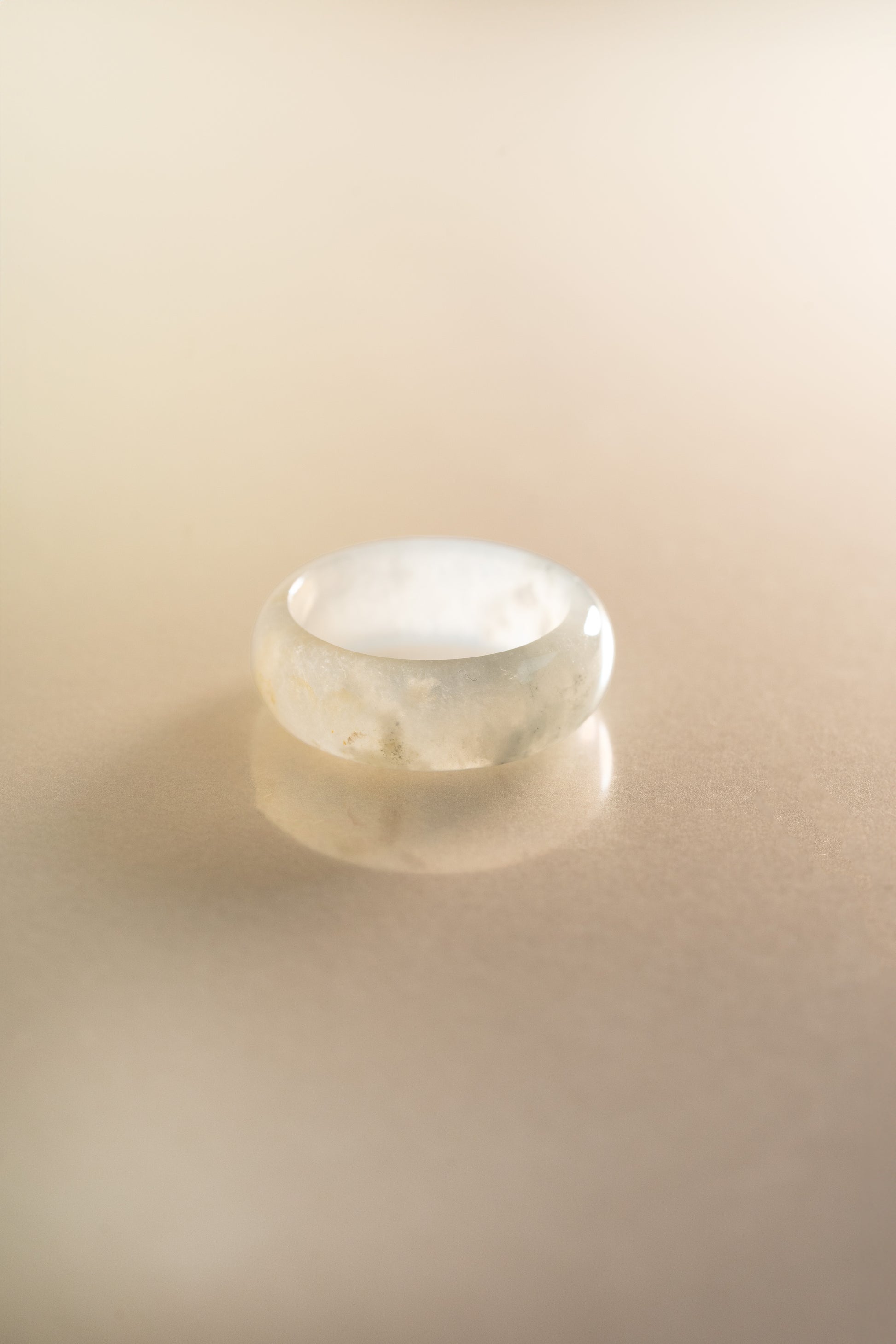 White Jadeite Ring with Brown patches