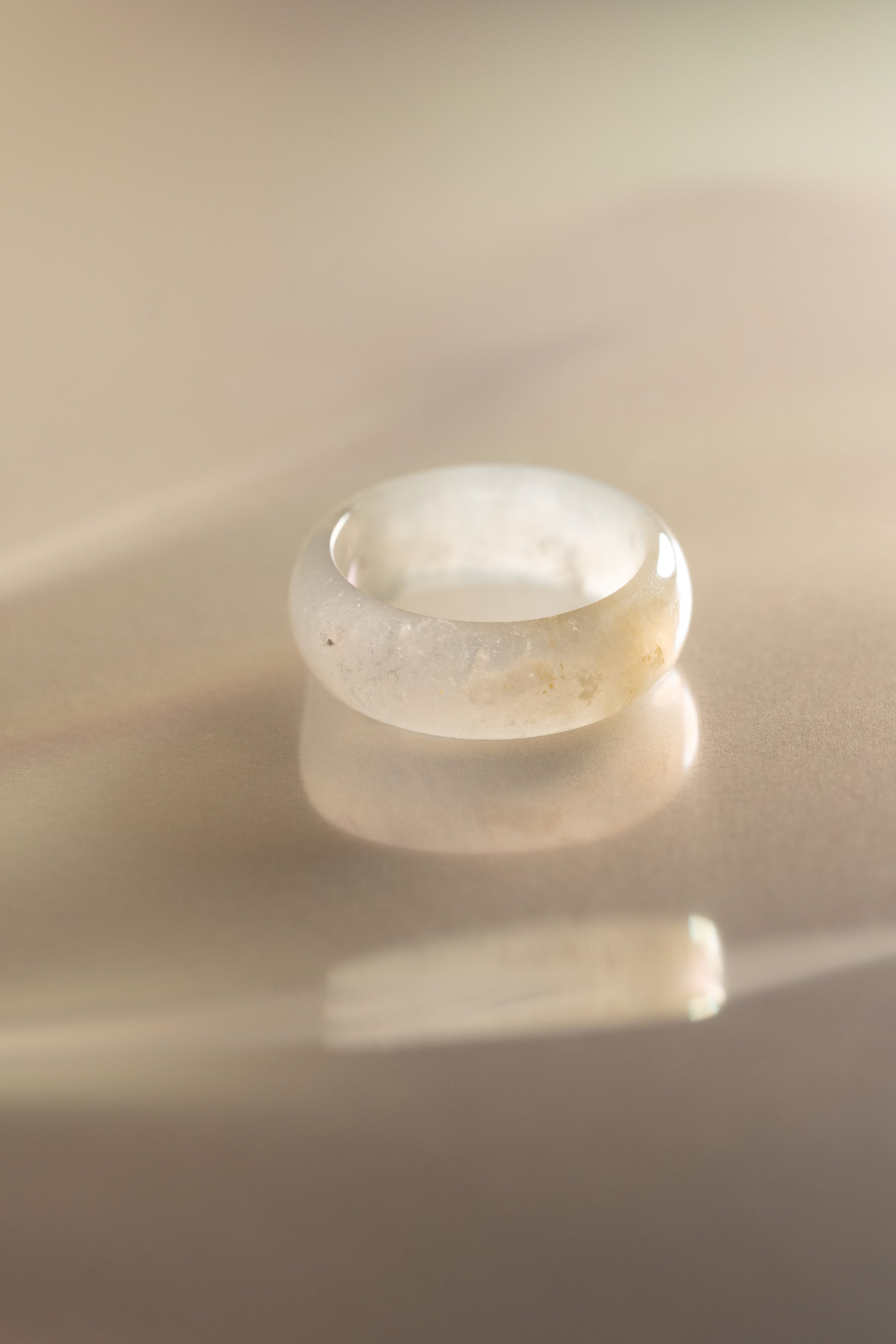 White Jadeite Ring with Brown patches