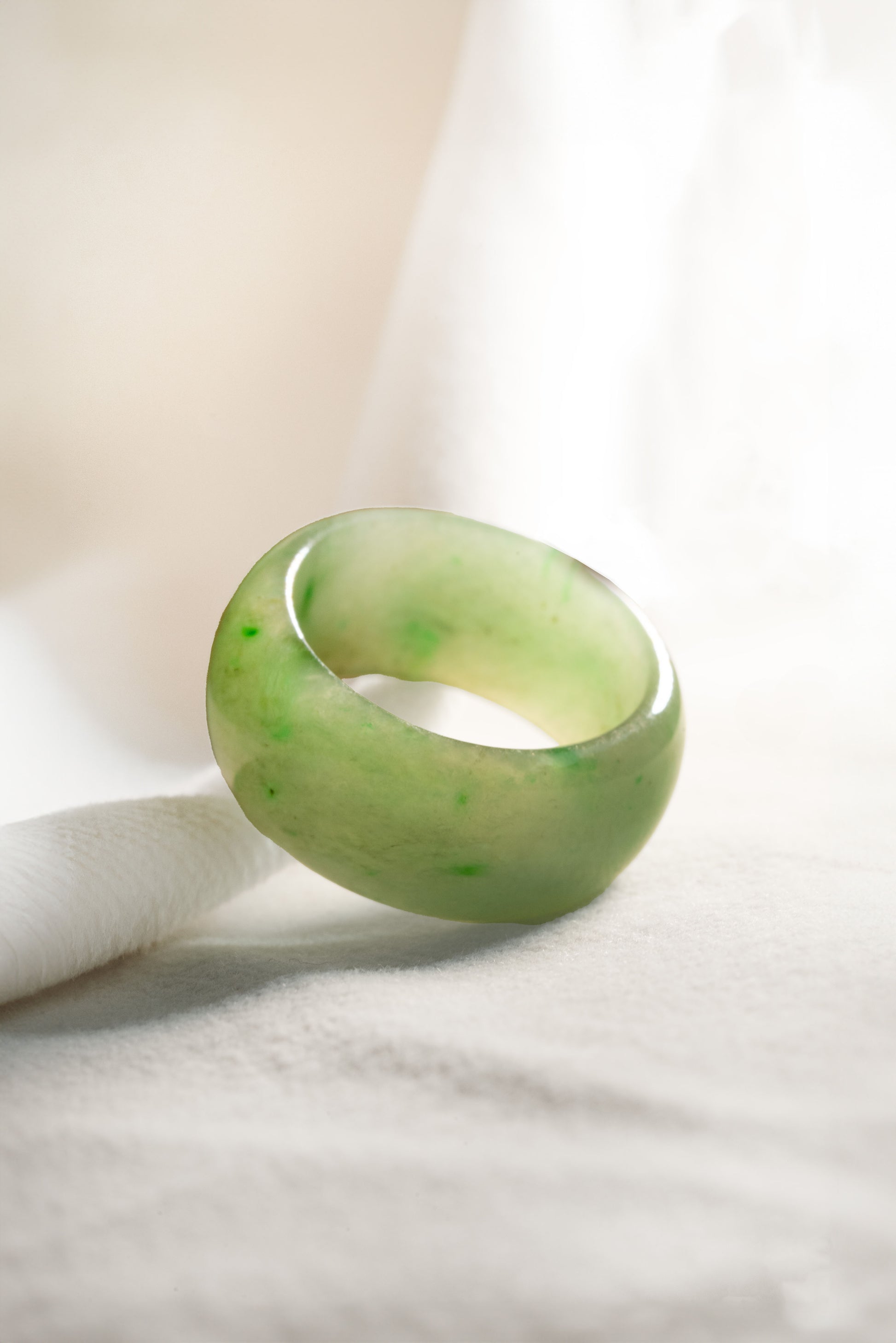Pale Green Jadeite Ring with Light Green patches