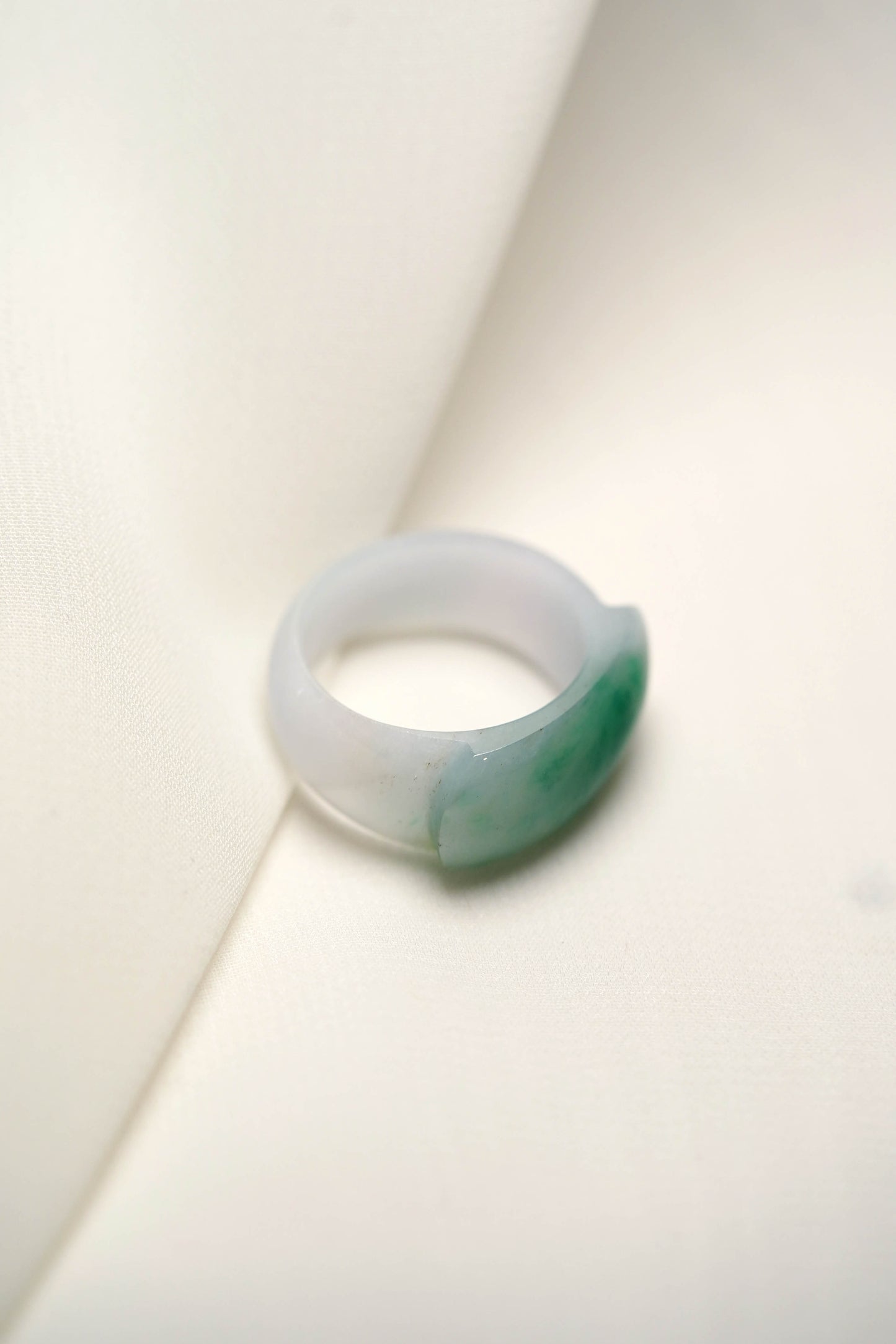 Saddle Ring #42 - Green Jadeite - US 9.5