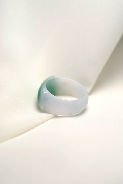 Saddle Ring #42 - Green Jadeite - US 9.5