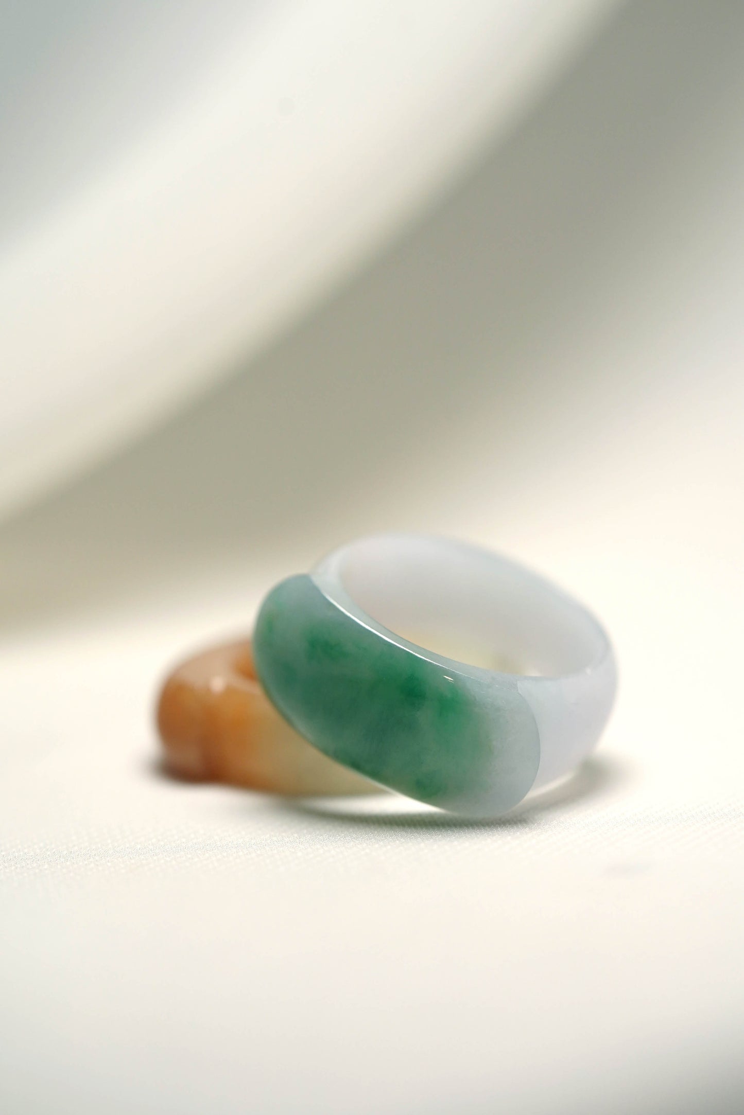 Saddle Ring #42 - Green Jadeite - US 9.5