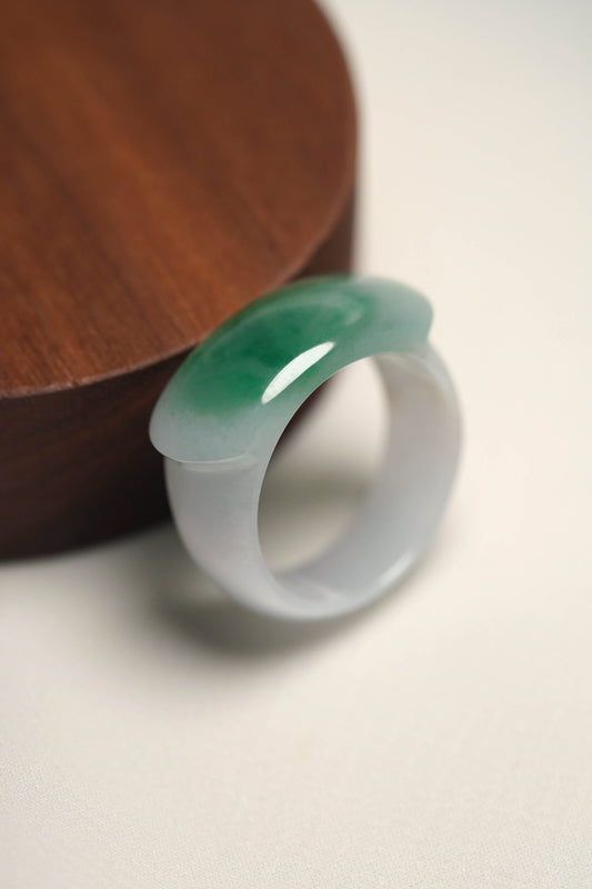 Saddle Ring #42 - Green Jadeite - US 9.5