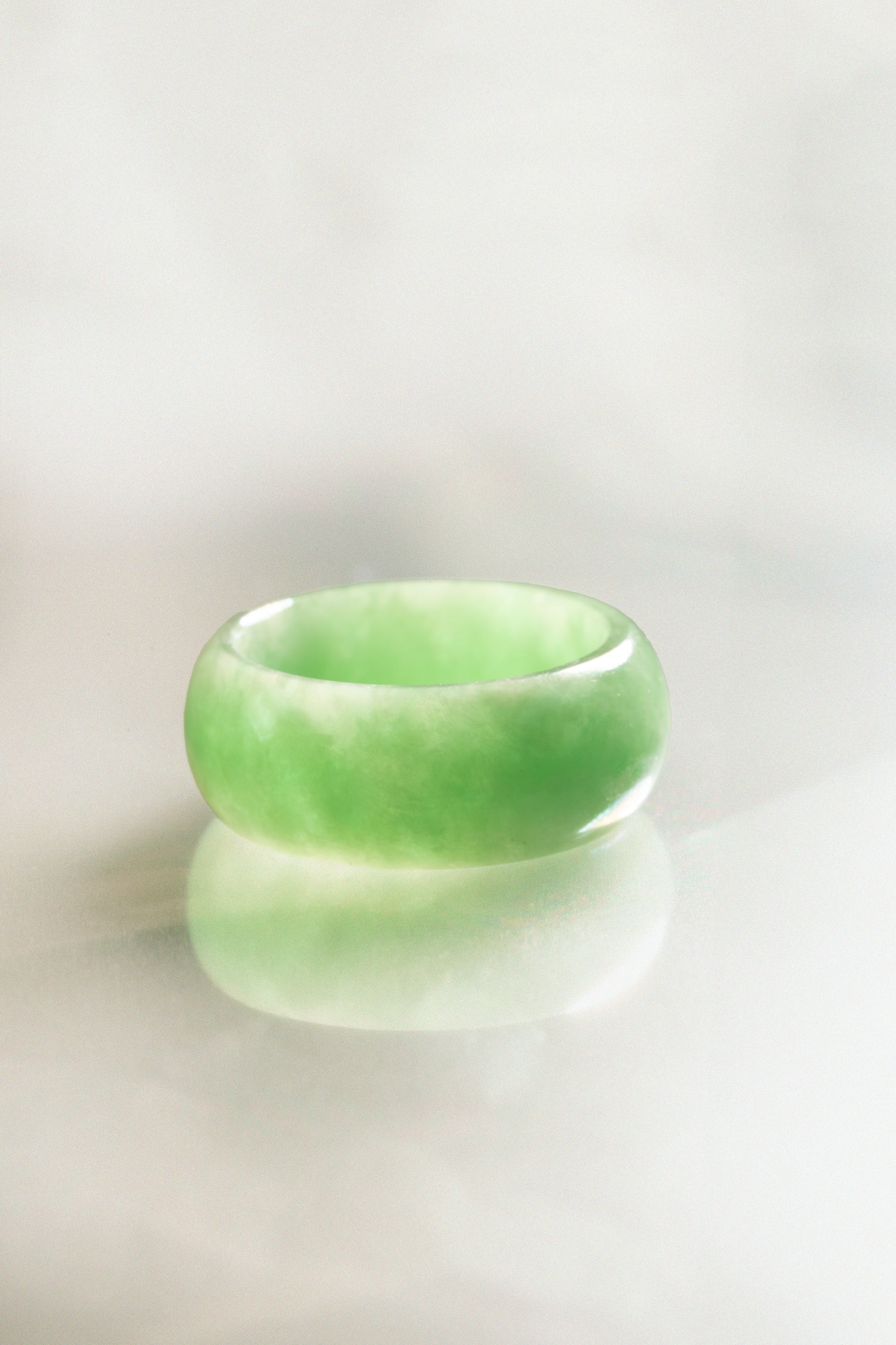 Light Green Jadeite Ring with Medium Green patches