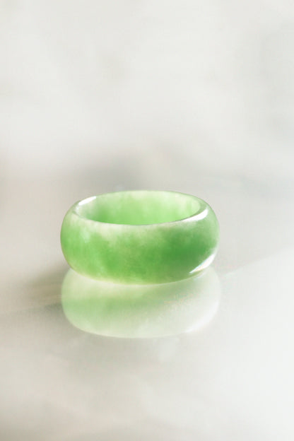 Light Green Jadeite Ring with Medium Green patches