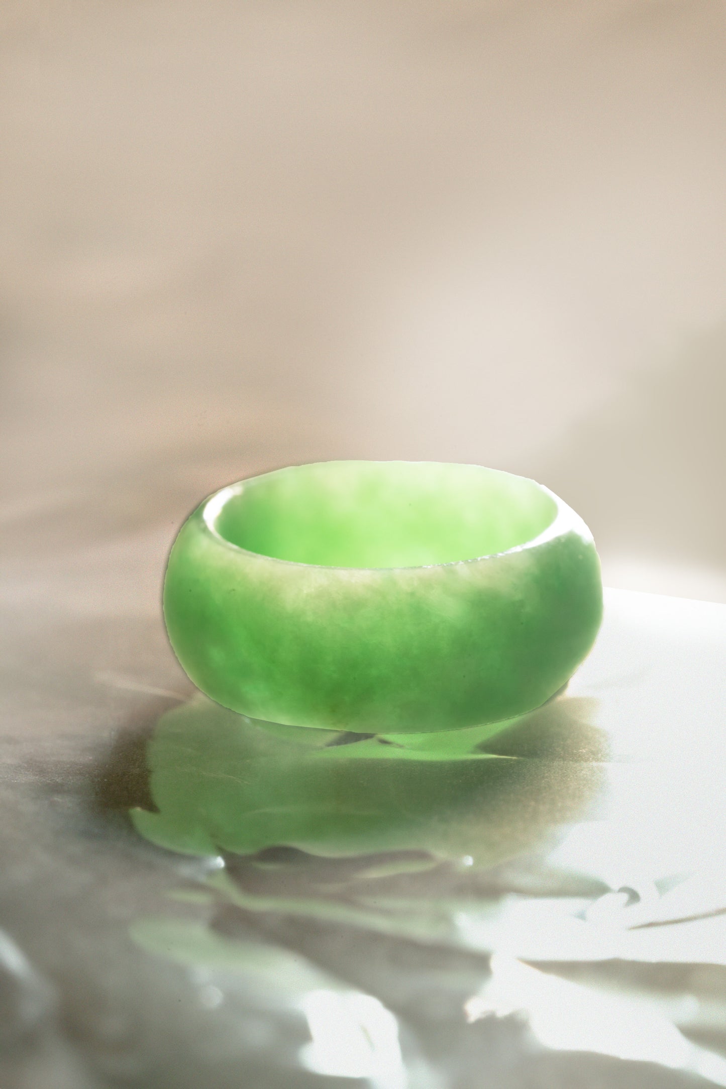 Light Green Jadeite Ring with Medium Green patches