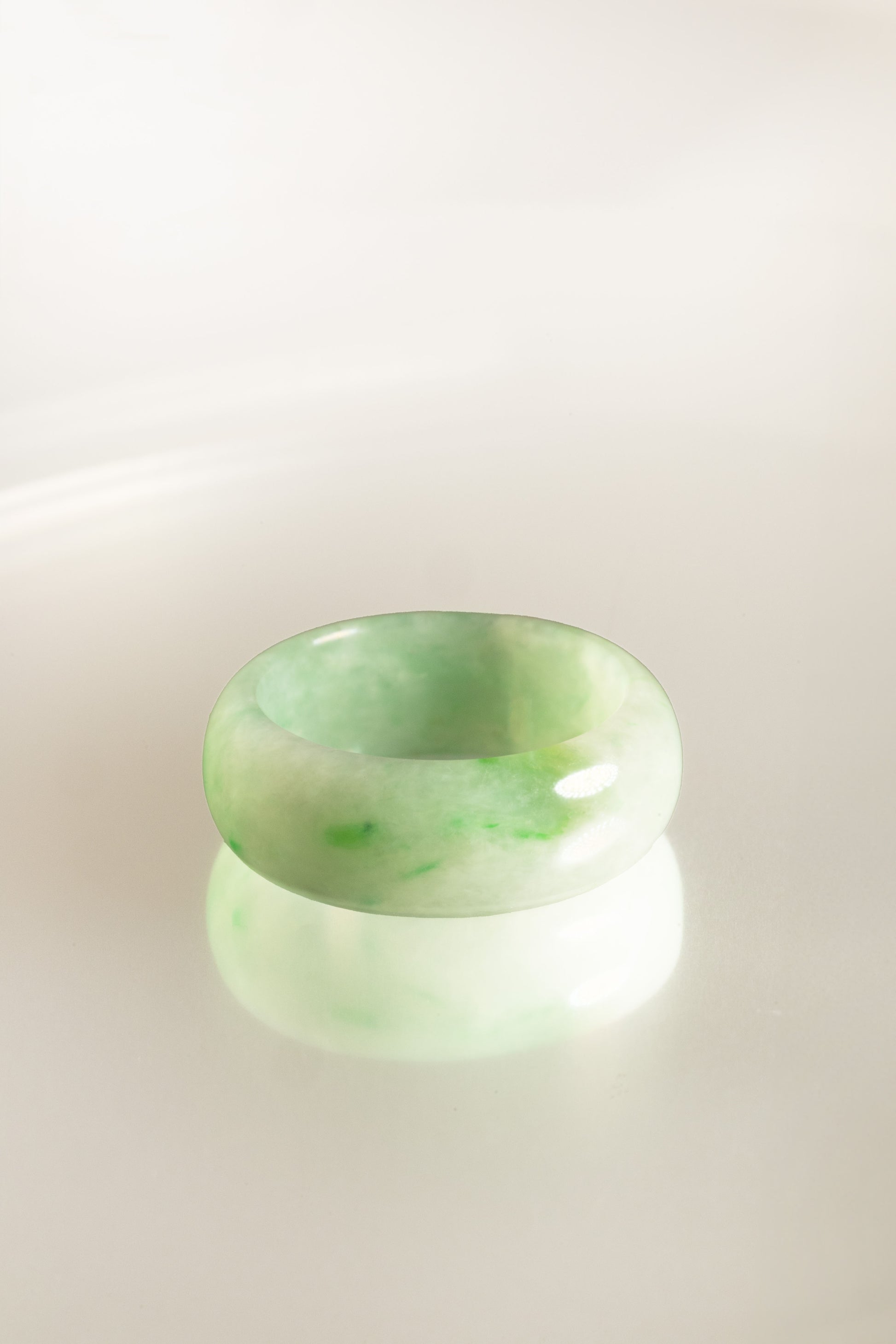 Pale Green Jadeite Ring with Light and Medium Green patches