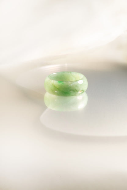 Pale Green Jadeite Ring  with Medium and Dark Green patches