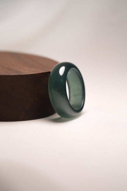 Intense Bluish Green Jadeite Ring