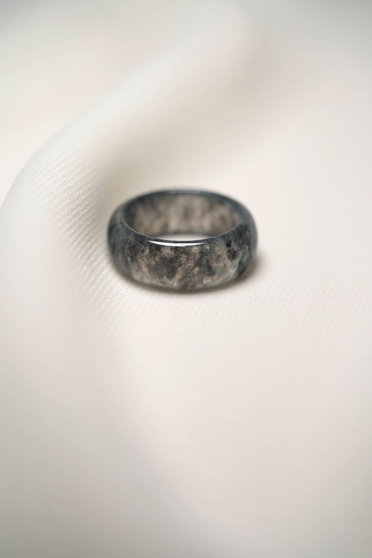 Grey Jadeite Ring with Black patches