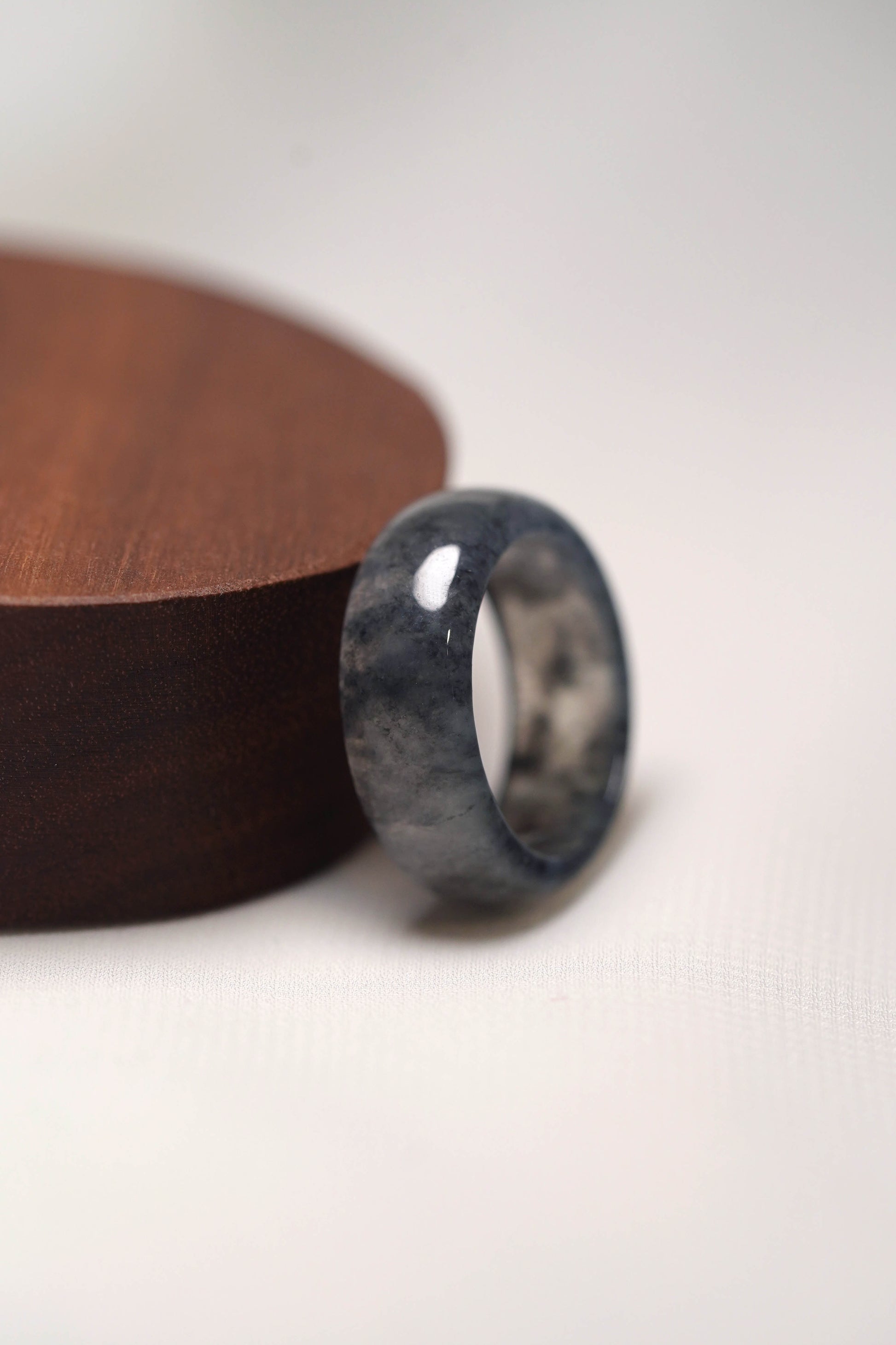 Grey Jadeite Ring with Black patches