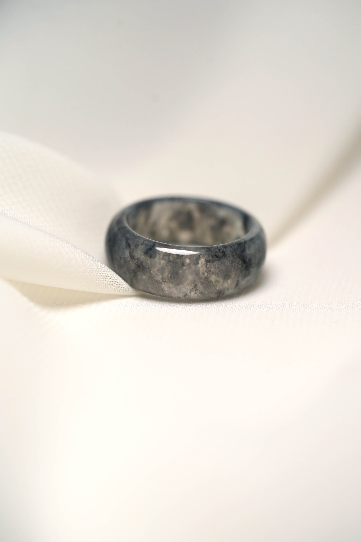 Grey Jadeite Ring with Black patches