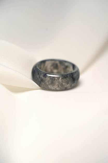 Grey Jadeite Ring with Black patches