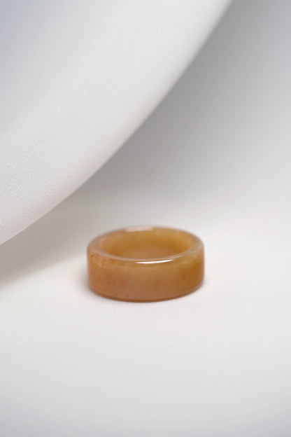 Brownish Yellow Jadeite Ring