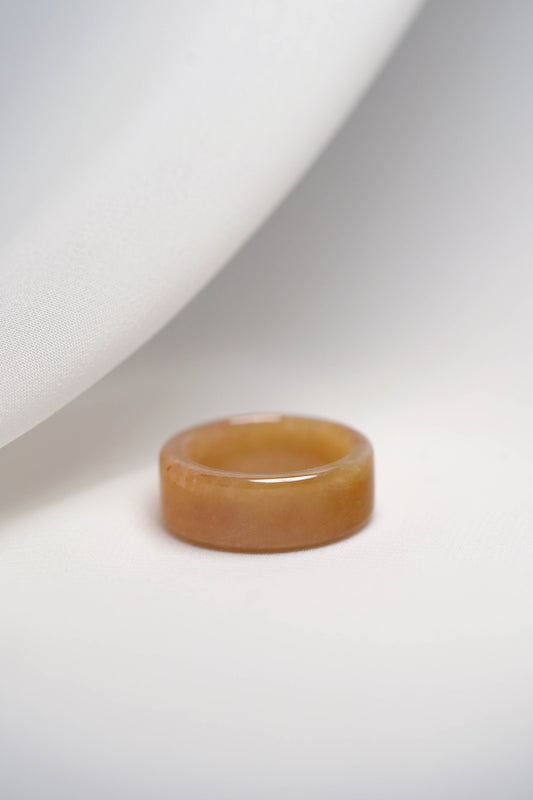 Brownish Yellow Jadeite Ring