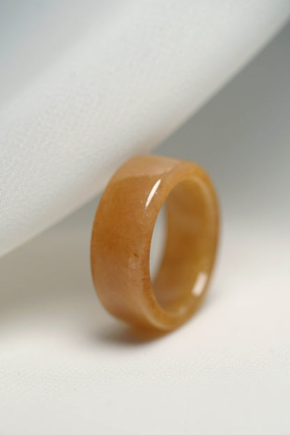 Brownish Yellow Jadeite Ring