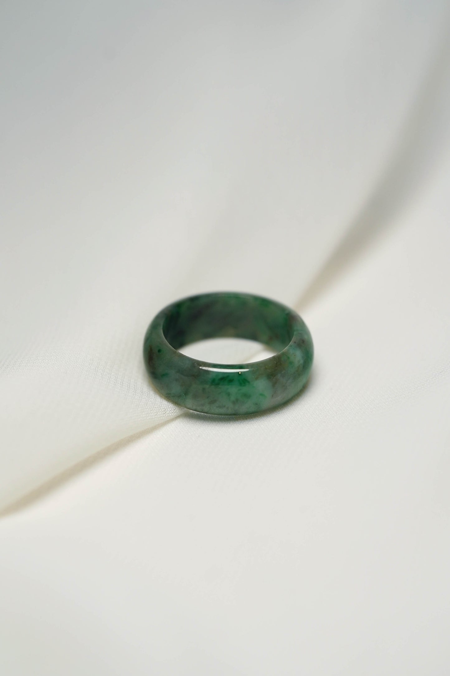 Pale Green Jadeite Ring with Intense Green and White patches
