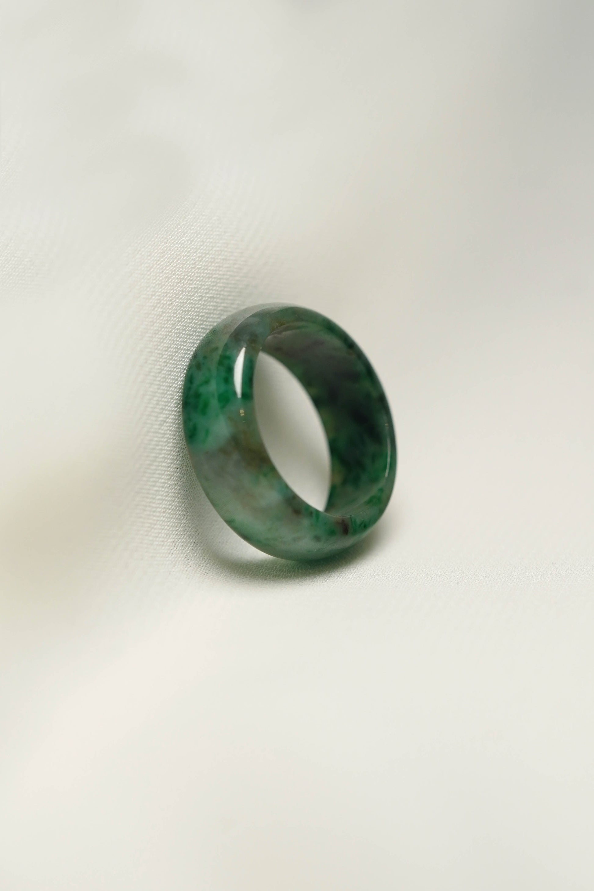 Pale Green Jadeite Ring with Intense Green and White patches