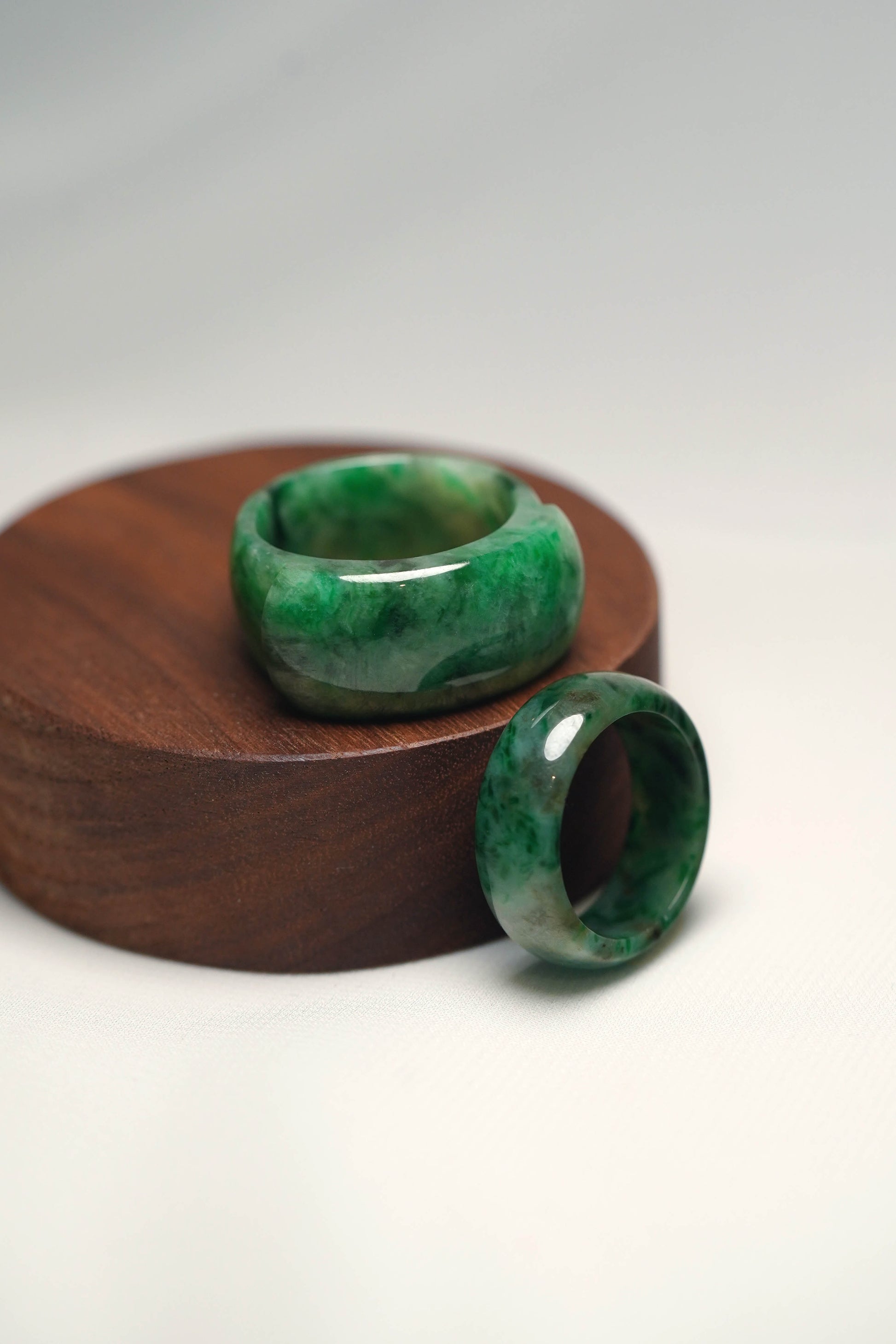 Pale Green Jadeite Ring with Intense Green and White patches