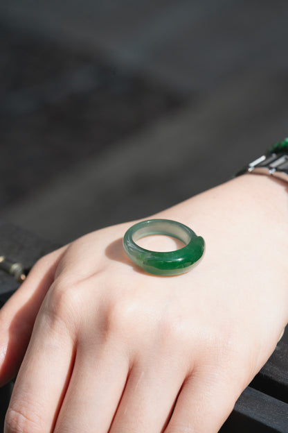 Intense Green Saddle Jadeite Ring