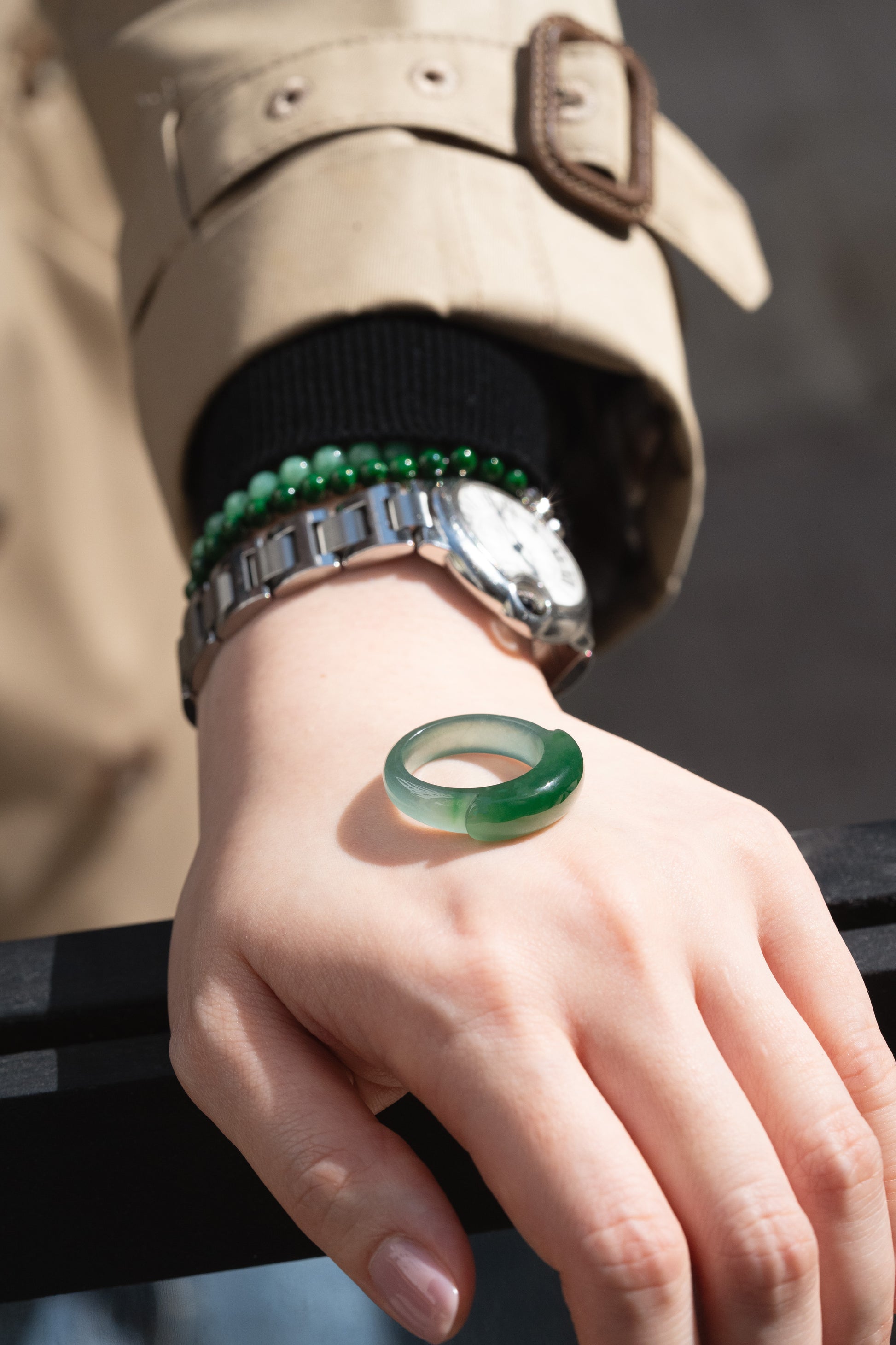 Intense Green Saddle Jadeite Ring
