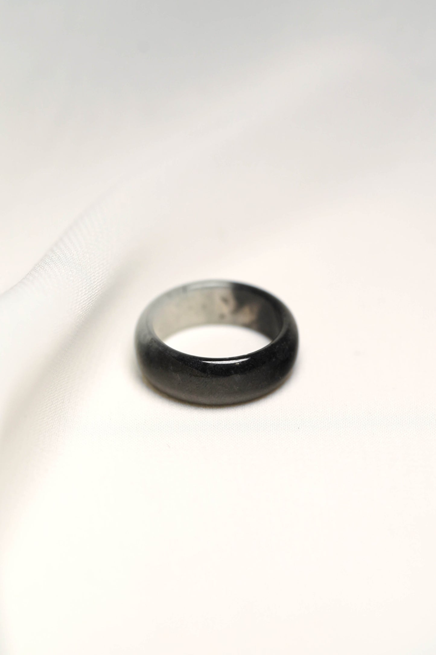 Black Jadeite Ring with White patches