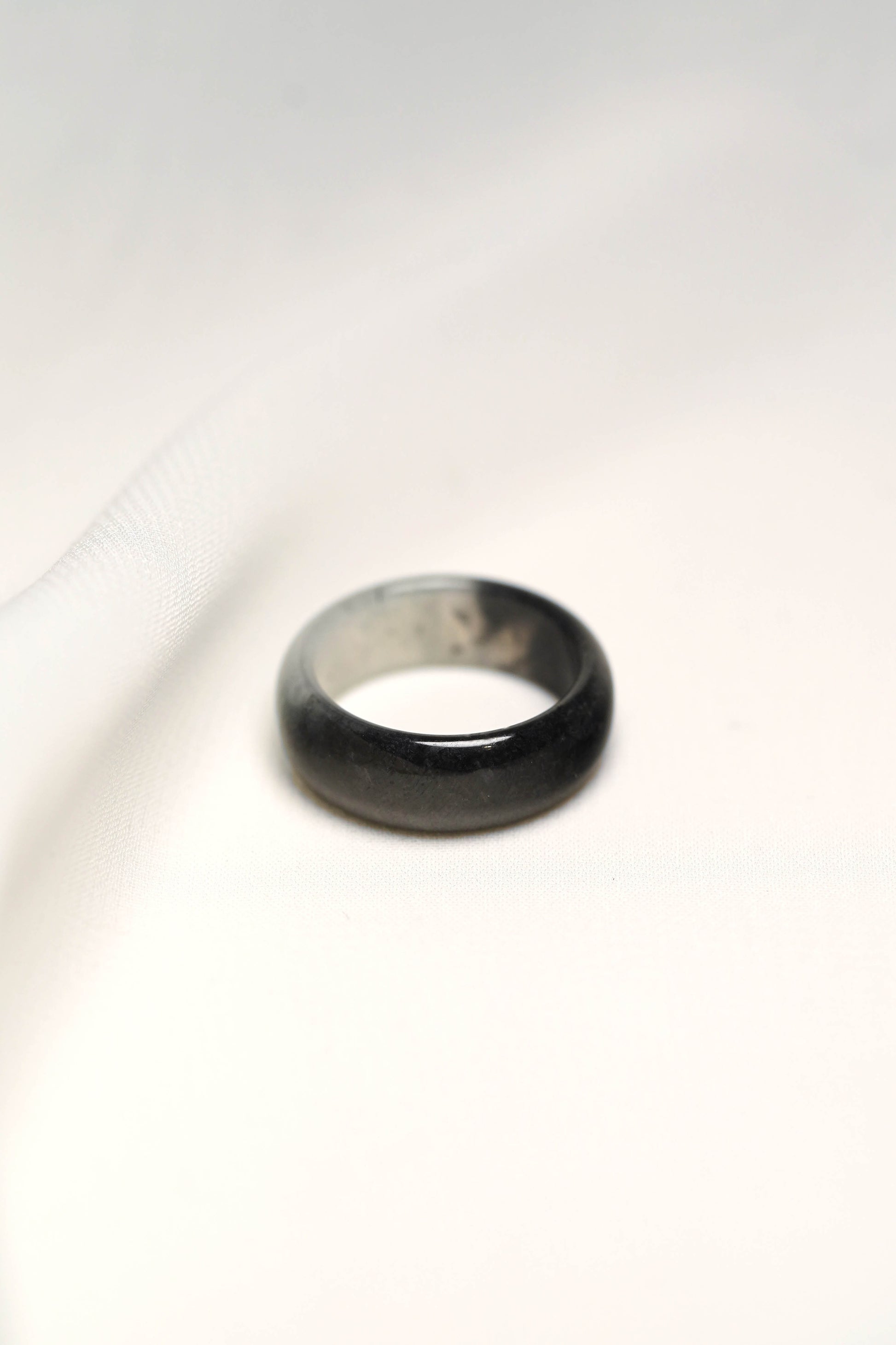 Black Jadeite Ring with White patches