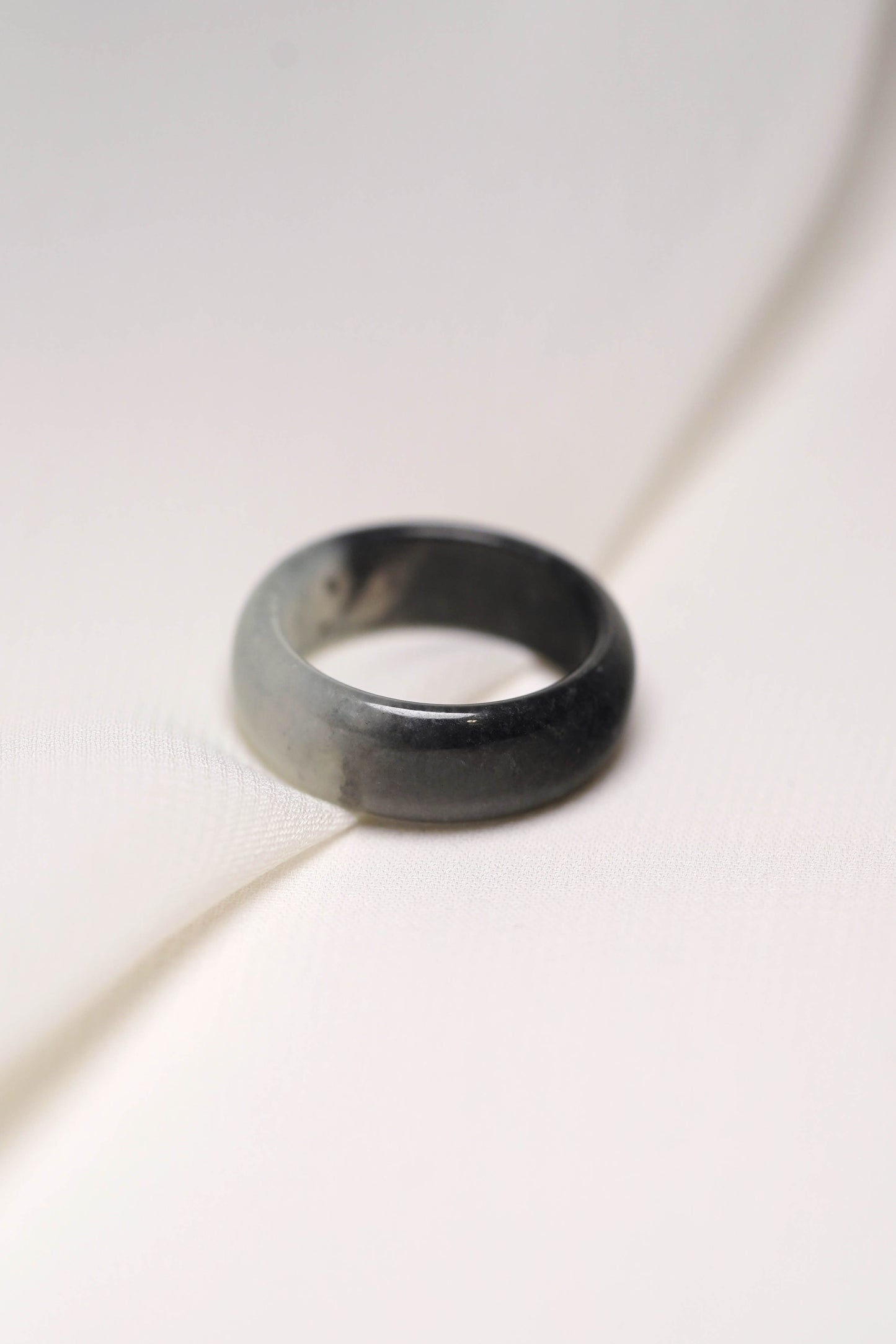Black Jadeite Ring with White patches