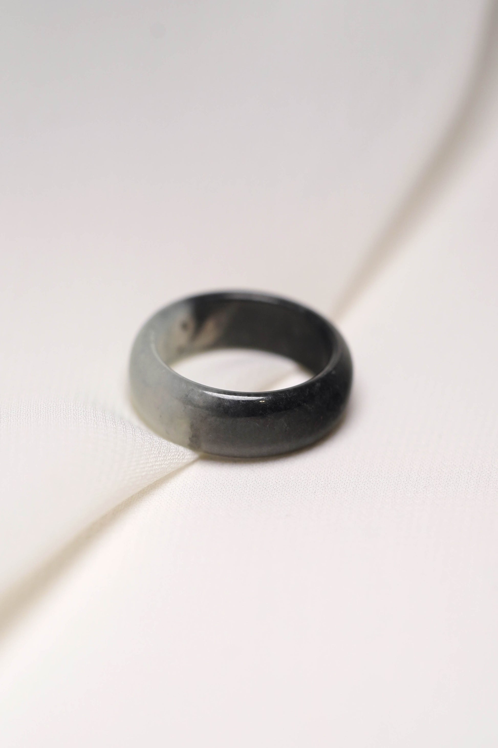 Black Jadeite Ring with White patches