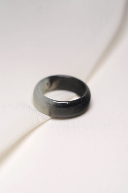 Black Jadeite Ring with White patches