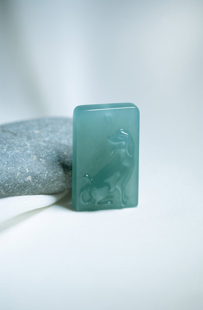 Zodiac Dog in Bluish Green Jadeite Jade Pendant