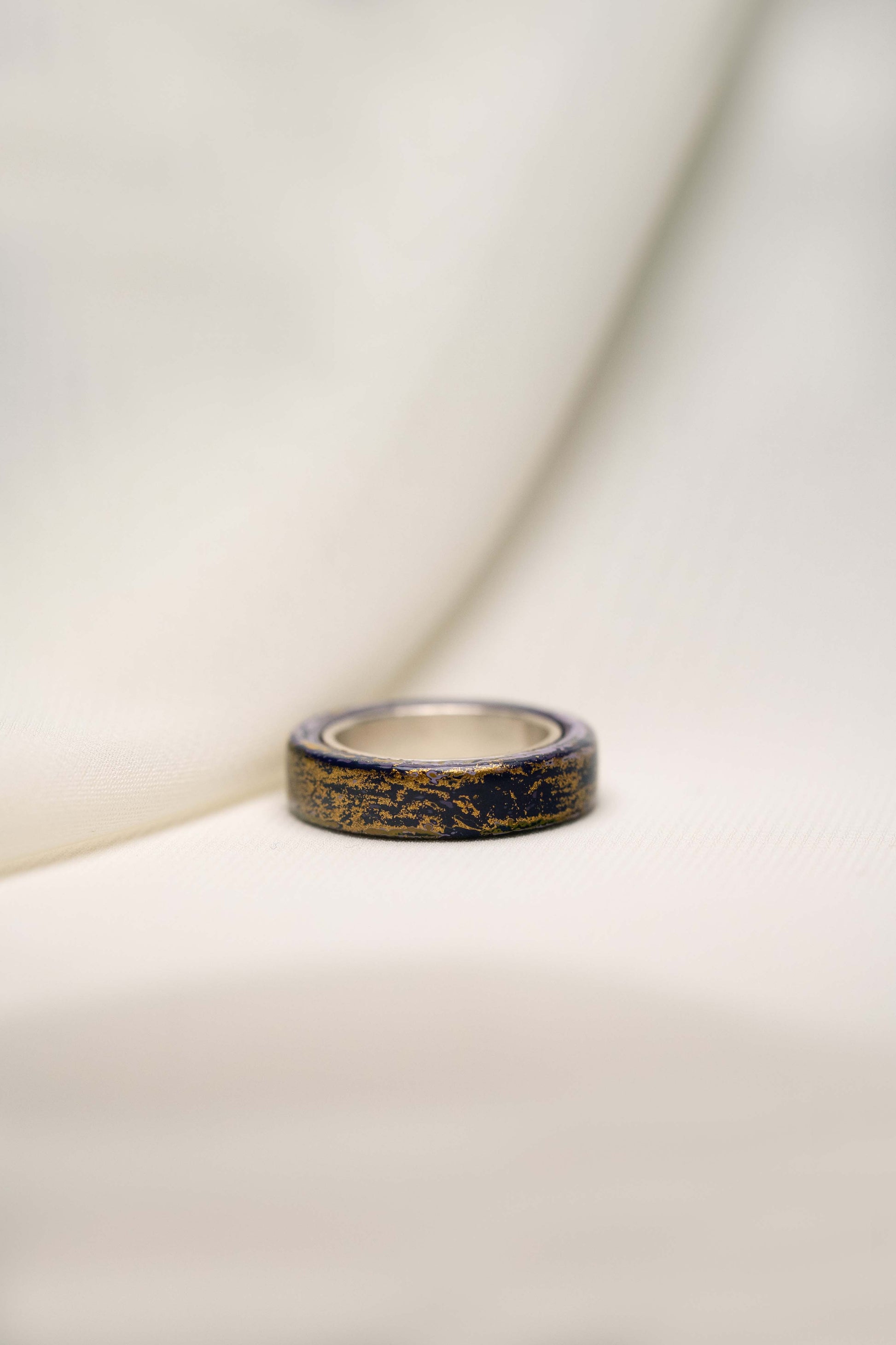 Purple with Gold Lacquer Ring with 925 Silver