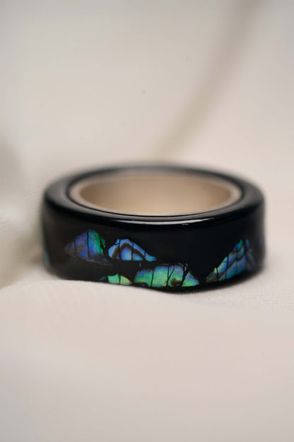 Black with Nacre Lacquer Ring with 925 Silver