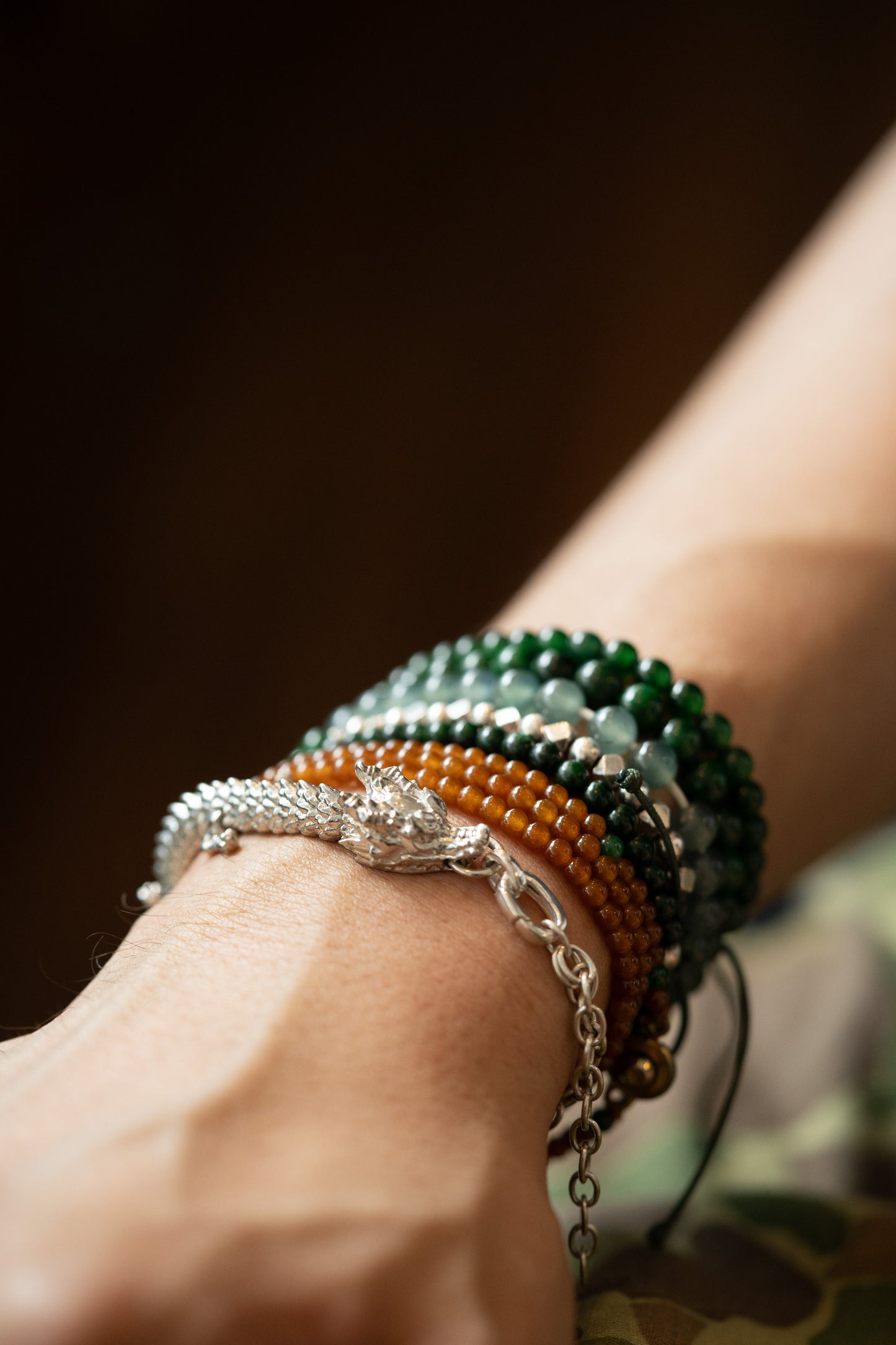 Large 3D Printed Sterling Silver Dragon Bracelet