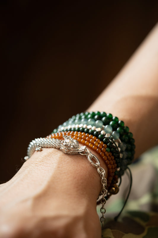 Large 3D Printed Sterling Silver Dragon Bracelet