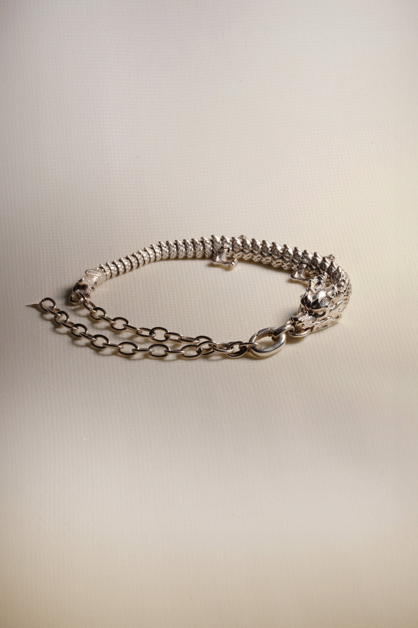 Large 3D Printed Sterling Silver Dragon Bracelet