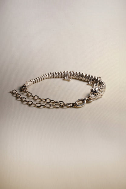 Large 3D Printed Sterling Silver Dragon Bracelet