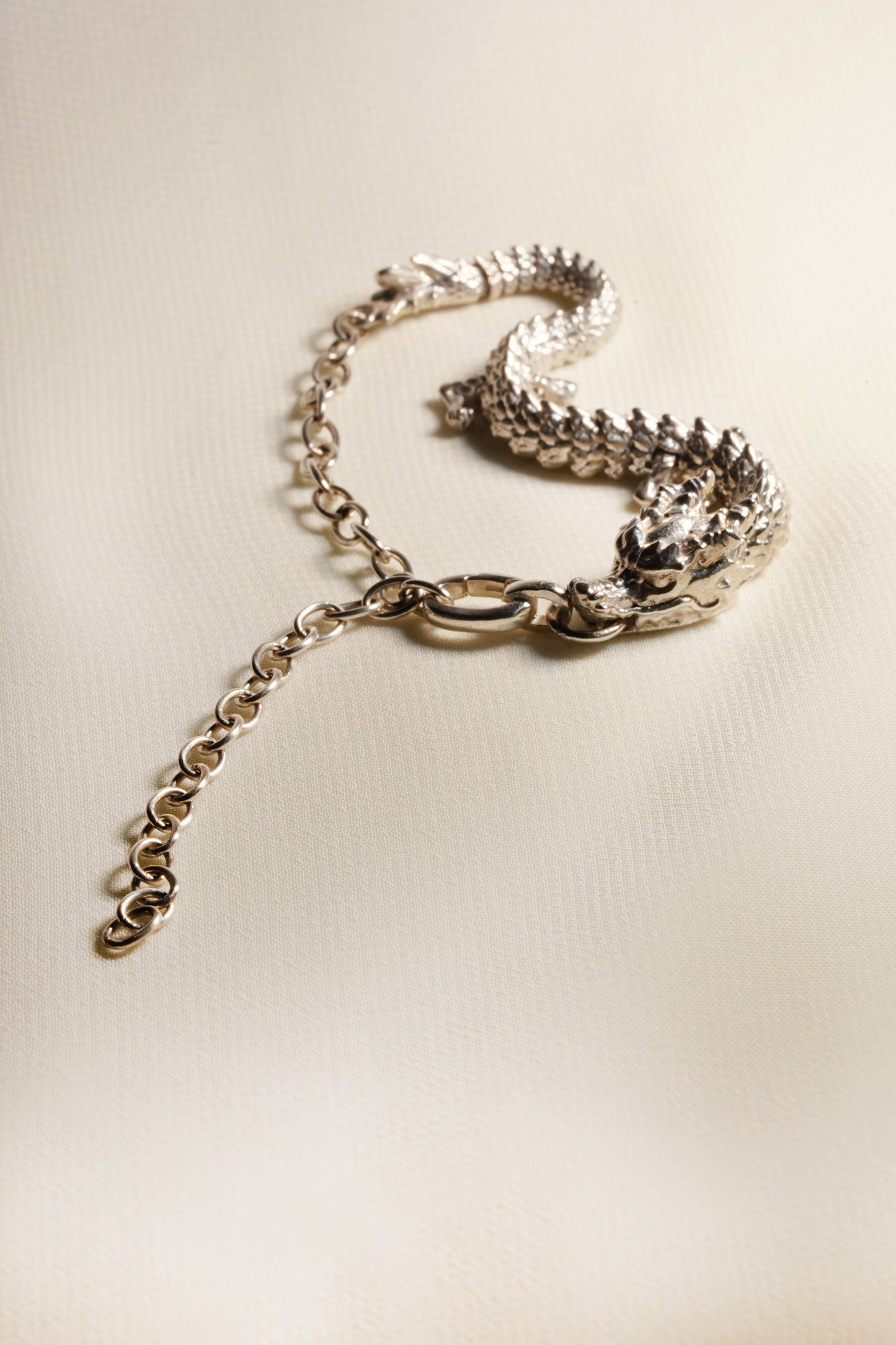 Large 3D Printed Sterling Silver Dragon Bracelet