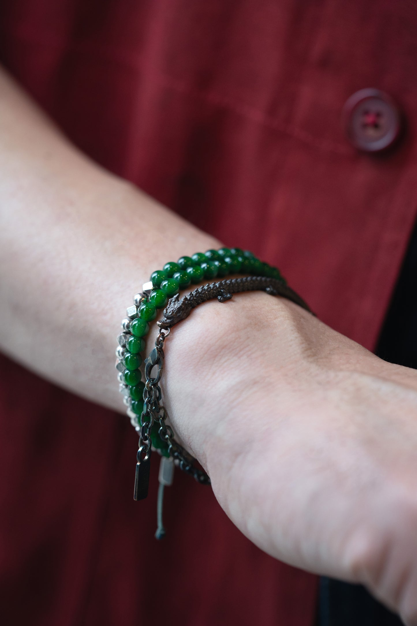 3D Printed Sterling Silver Electroplated Dragon Bracelet in Small Size