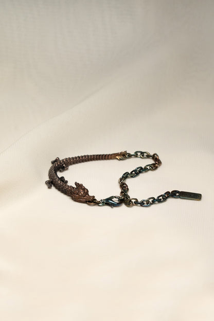 3D Printed Sterling Silver Electroplated Dragon Bracelet in Medium Size