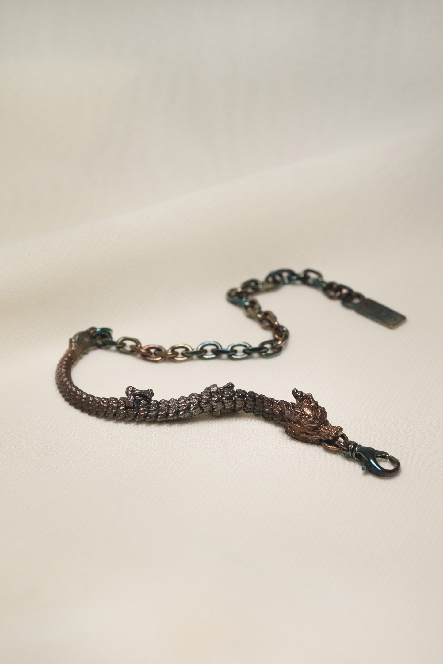 3D Printed Sterling Silver Electroplated Dragon Bracelet in Medium Size