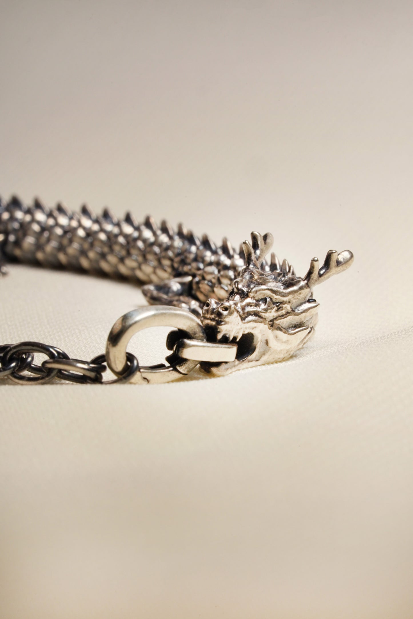 Medium 3D Printed Sterling Silver Dragon Bracelet